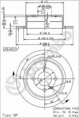 фото Тормозной диск brembo 08394724