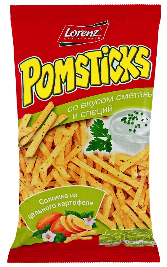 Чипсы Lorenz pomsticks картофельные со вкусом сметаны и специй соломка 100 г