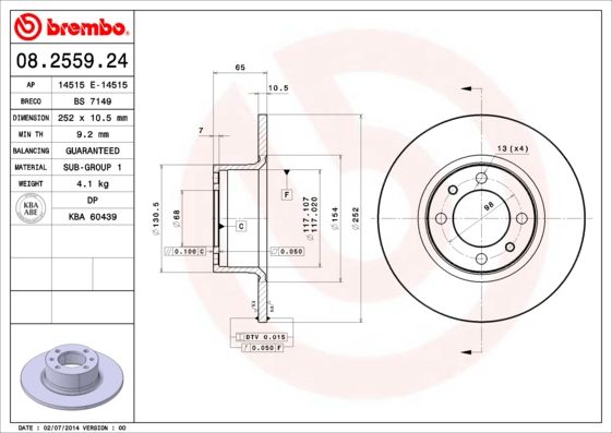 фото Тормозной диск brembo 08.2559.24