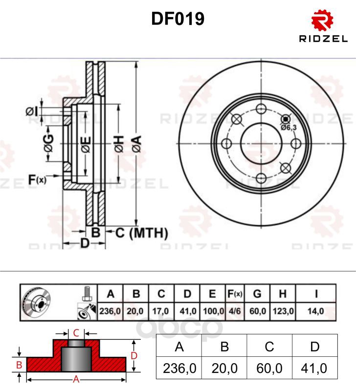 фото Тормозной диск ridzel df019 передний