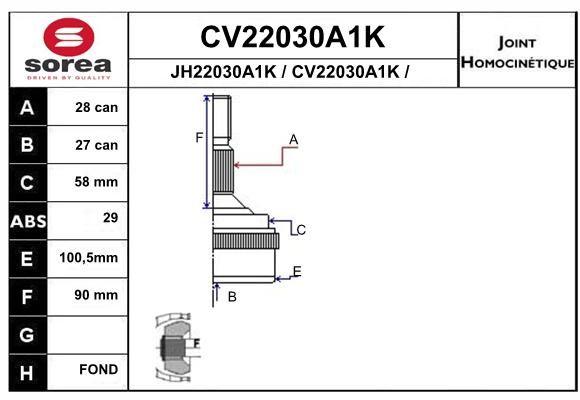 Шрус EAI CV22030A1K