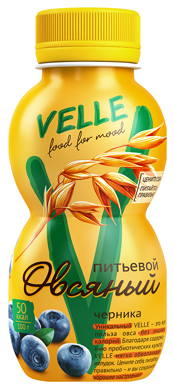 Продукт овсяный Velle питьевой ферментированный черника 250 г