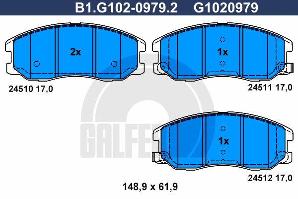 

Комплект тормозных дисковых колодок GALFER B1.G102-0979.2
