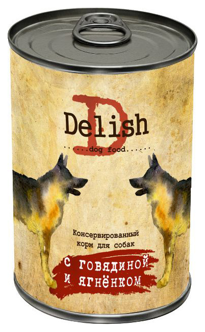 Консервы для собак Delish, говядина, ягненок, 400г