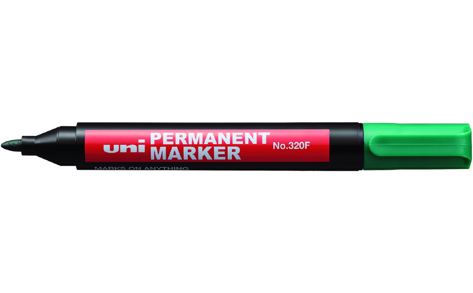 Маркер перманентный Uni 320F 1-3мм овальный (зеленый, 1 штука)