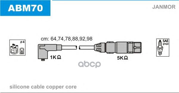 

Комплект проводов зажигания JANMOR ABM70