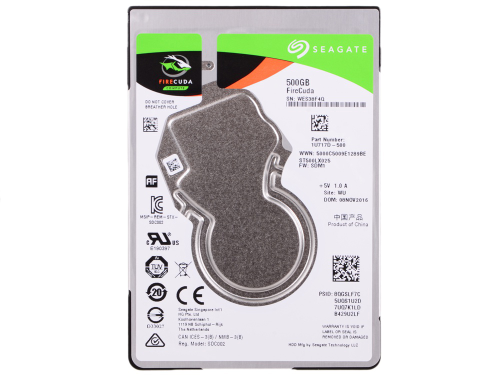 

Гибридный жесткий диск Seagate FireCuda 500ГБ (ST500LX025), FireCuda