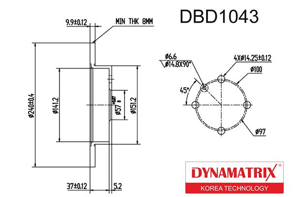 

Тормозной диск DYNAMATRIX DBD1043