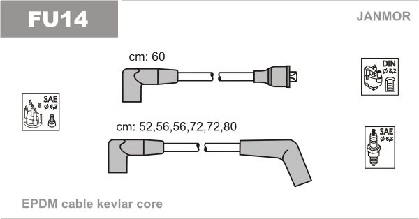фото Комплект проводов зажигания janmor fu14