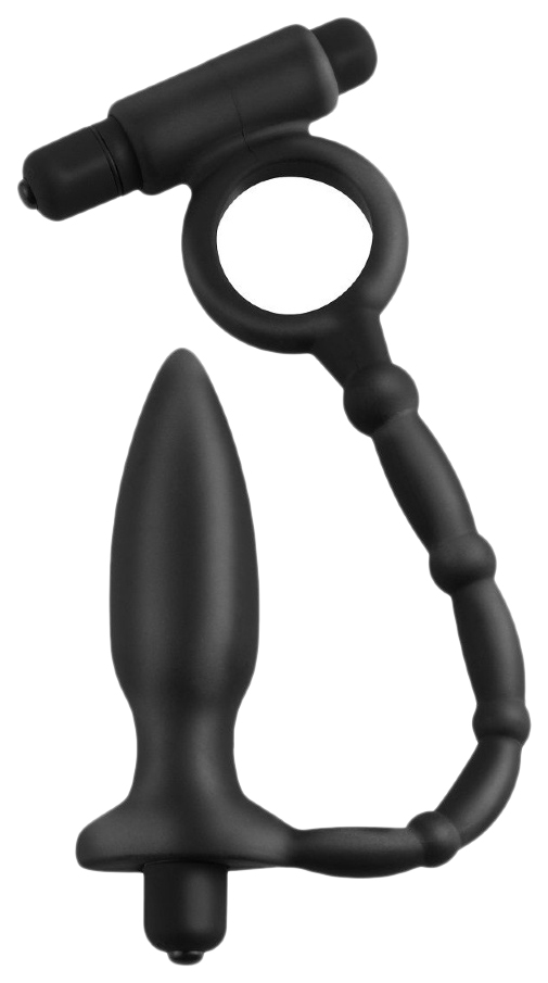 фото Эрекционное кольцо с вибрацией и анальным вибратором ass-kicker with cockring pipedream