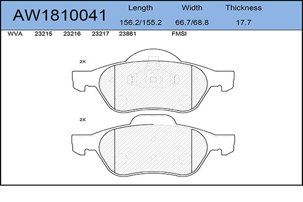 Тормозные колодки AywiParts дисковые AW1810041