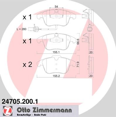 фото Комплект тормозных колодок, дисковый тормоз zimmermann 24705.200.1