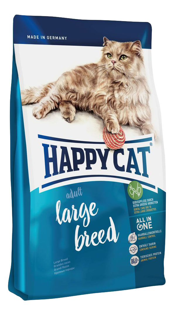 фото Сухой корм для кошек happy cat fit & well, large breed, для крупных пород, птица, 1,4кг