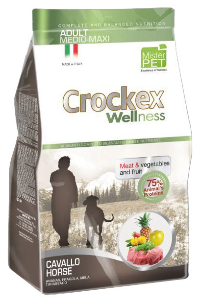 фото Сухой корм для собак crockex wellness adult medio-maxi, конина, рис, 12кг