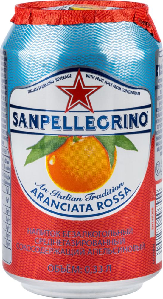 Напиток Sanpellegrino с соком красного апельсина среднегазированный жестяная банка 0.33 л