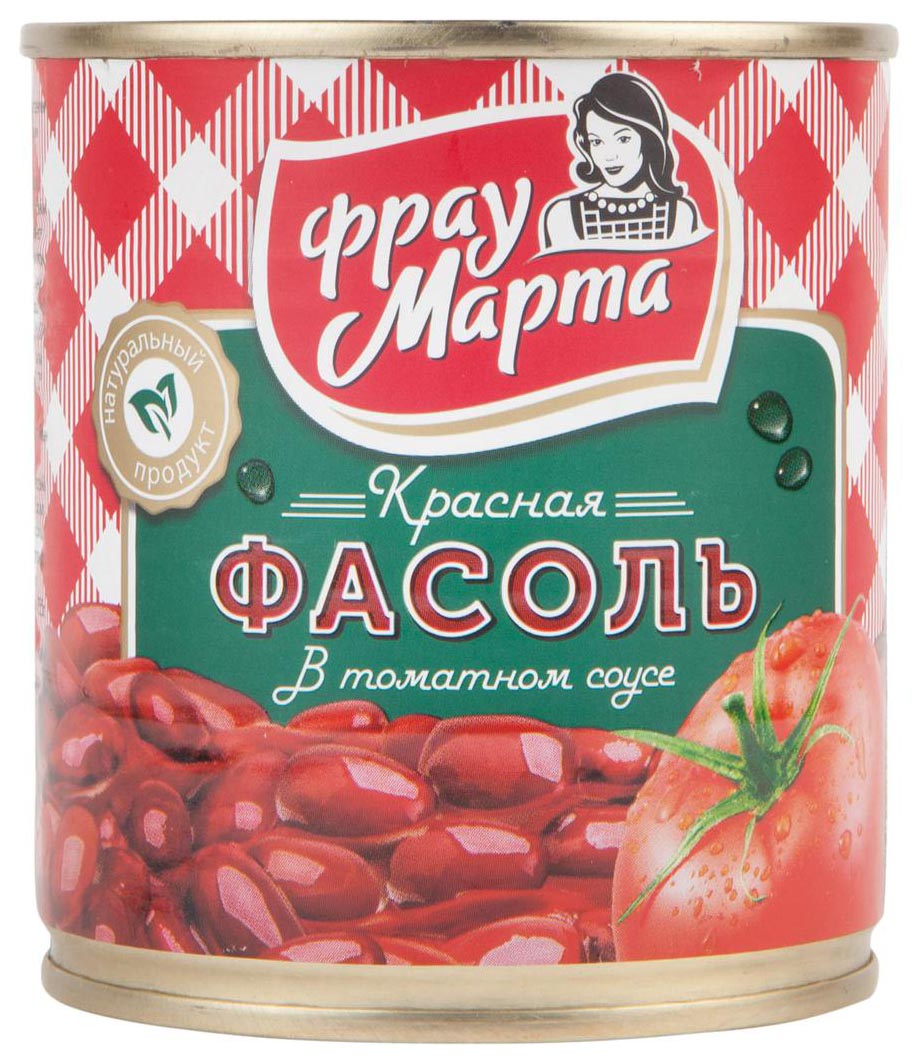 фото Фасоль фрау марта красная в томатном соусе консервированная 310 г