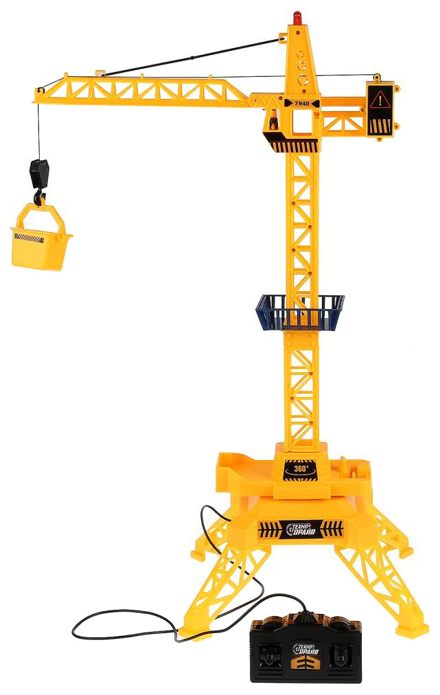 Кран башенный Технодрайв на дистанционном управлении 1801E022-R abtoys машинка спецтехника подъемный кран на проводном дистанционном управлении