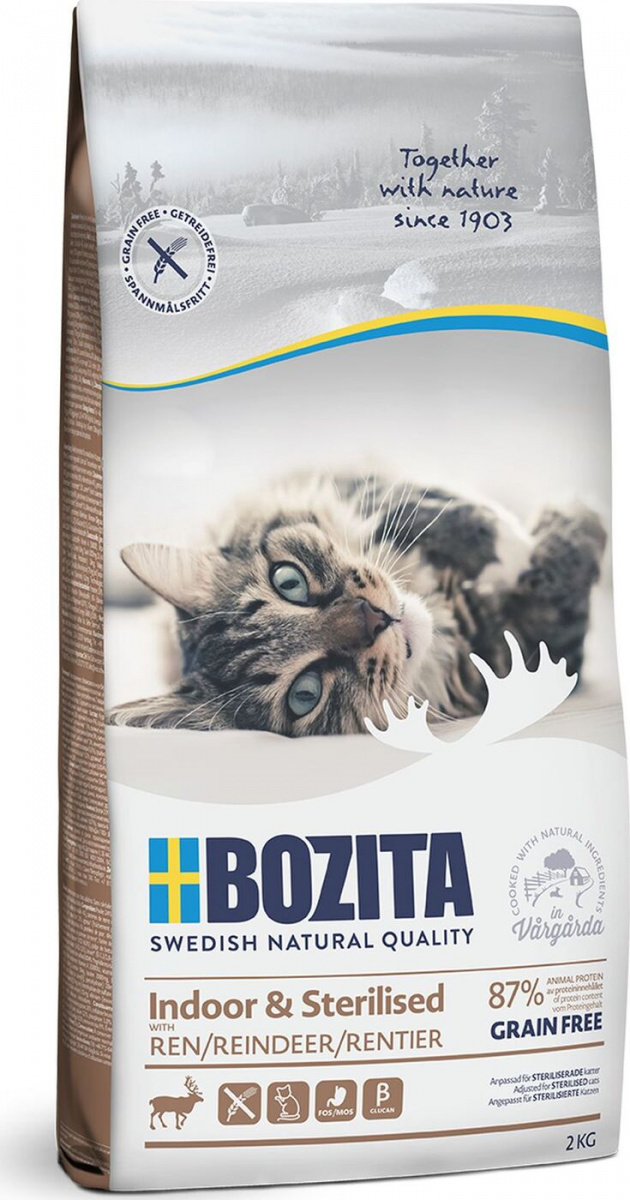 фото Сухой корм для кошек bozita indoor & sterilized grain free, олень, 2 кг