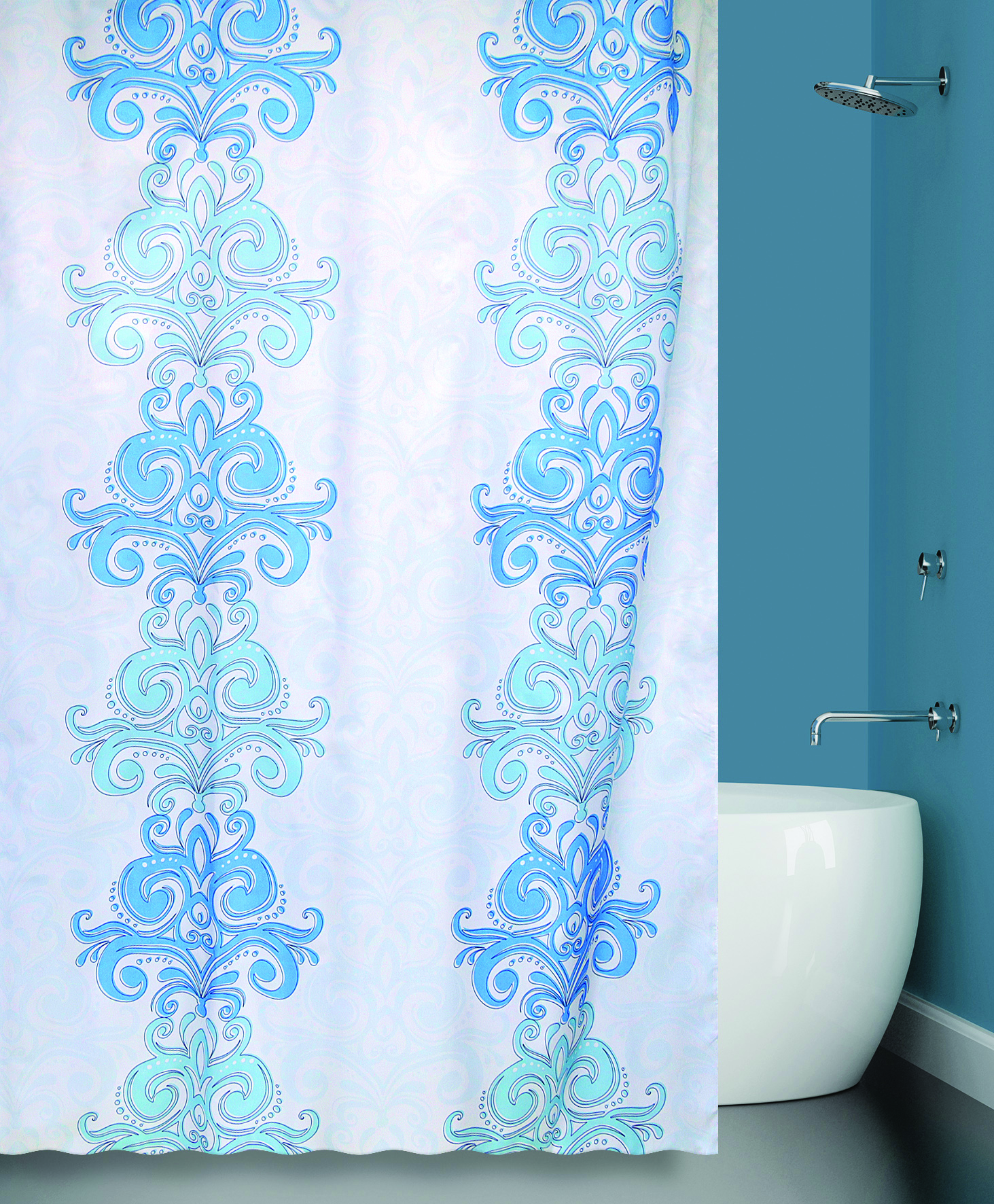 

Штора для ванной (DAMASK) голубой 180*180