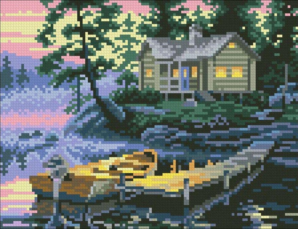 

Алмазная вышивка Паутинка Рыбацкий домик, 20x26 см, Рыбацкий домик