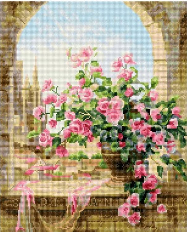 

Алмазная вышивка Painting Diamond Розы у окна, 40x50 см, Розы у окна