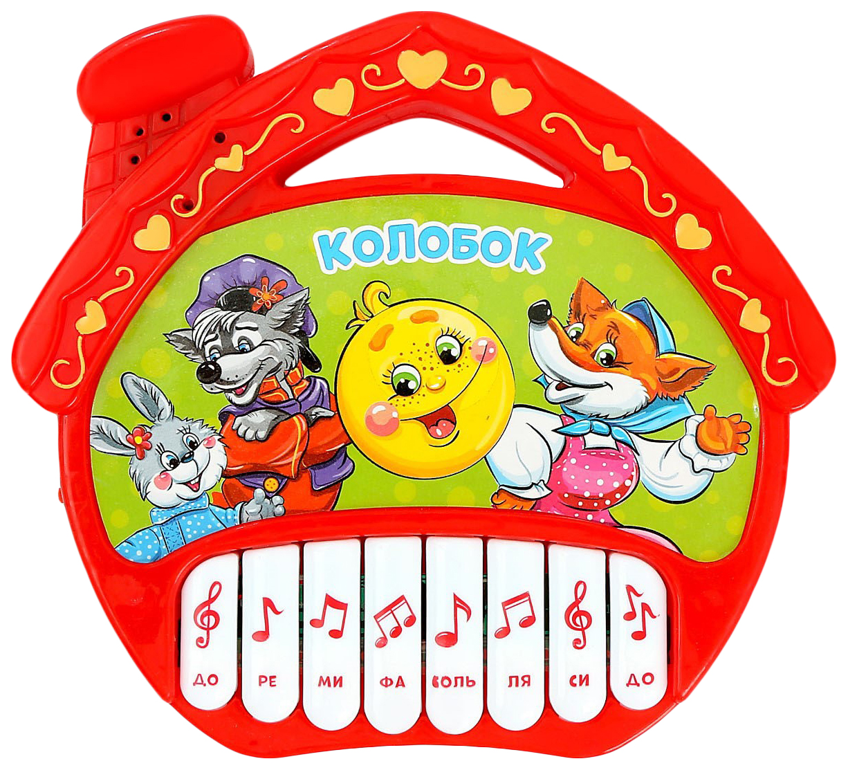 

ZABIAKA Пианино "Сказочный домик" красный, звук, батарейки , в ПАКЕТЕ Sima-Land
