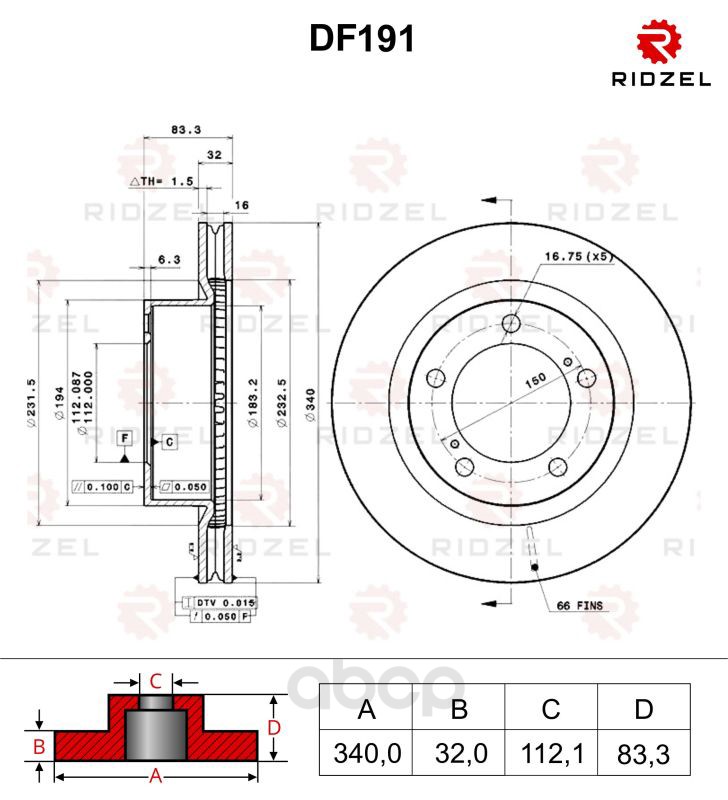 фото Тормозной диск ridzel df191 передний