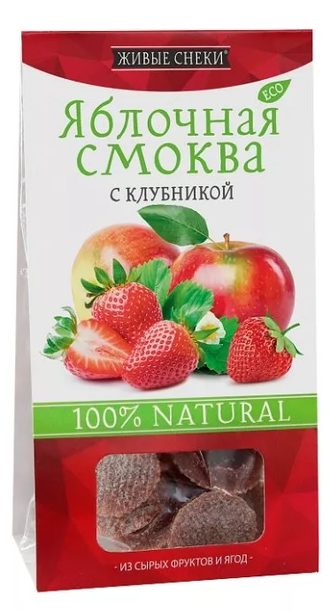 

Смоква Живые снеки яблочная с клубникой 60 г