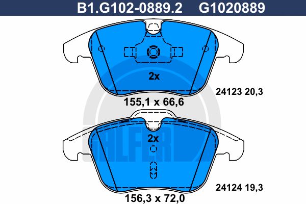 

Комплект тормозных дисковых колодок GALFER B1.G102-0889.2