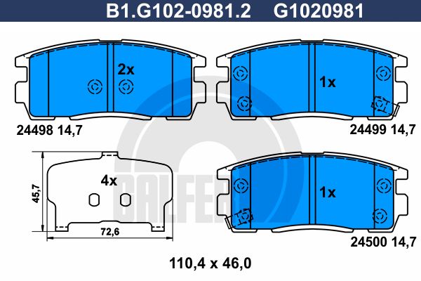 

Тормозные колодки GALFER дисковые B1G10209812