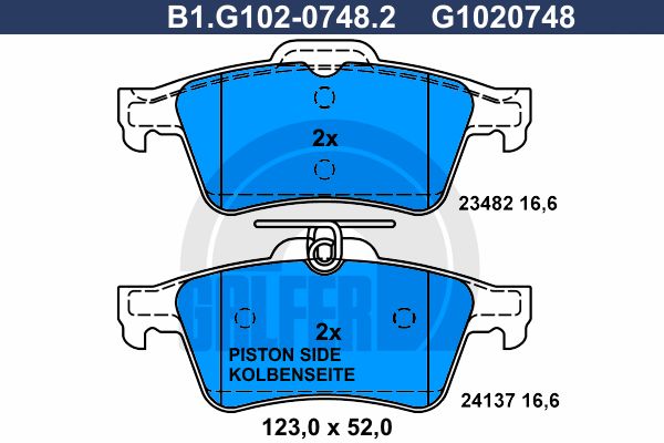 

Тормозные колодки GALFER дисковые B1G10207482