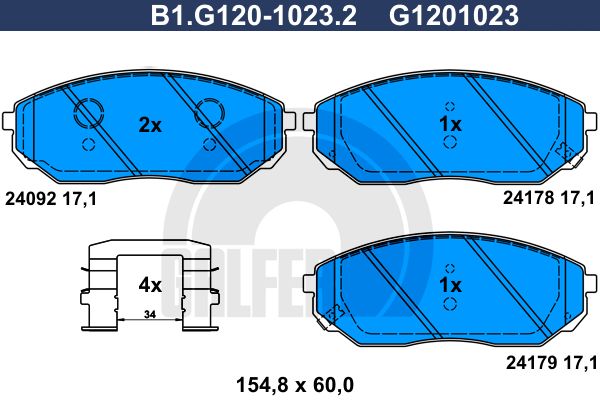 

Комплект тормозных дисковых колодок GALFER B1.G120-1023.2