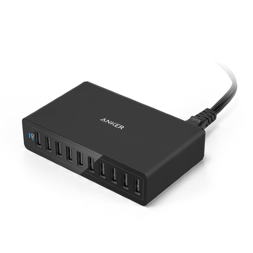 фото Сетевое зарядное устройство anker powerport 10, 10xusb, 12 a, black