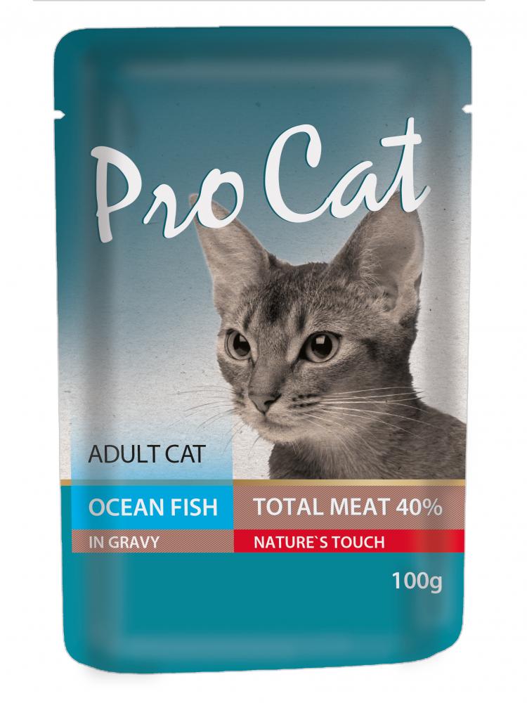 фото Влажный корм для кошек pro cat adult, океаническая рыба, 100г