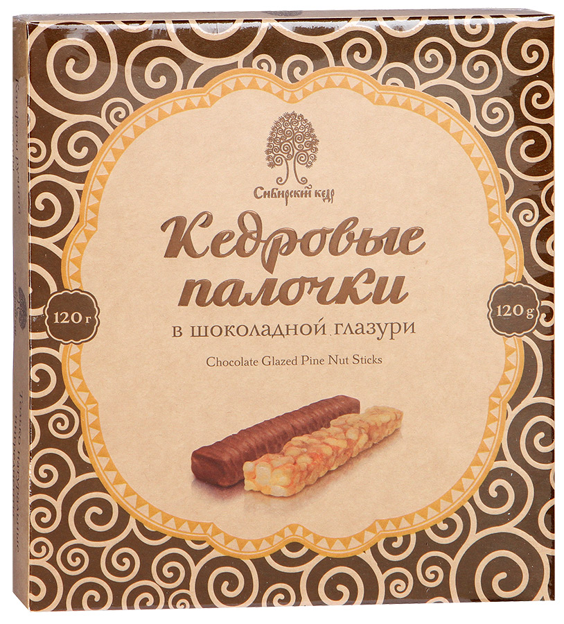 Конфеты Сибирский кедр кедровые палочки в шоколадной глазури 120 г