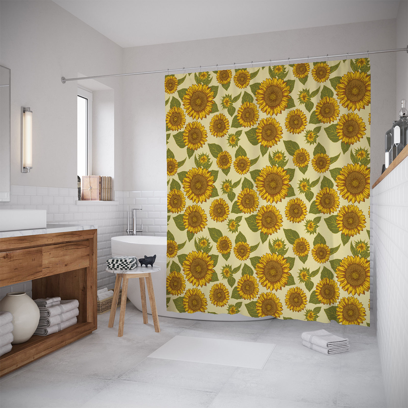 

Штора для ванной JoyArty «Узоры с подсолнухами» 180x200, Зеленый