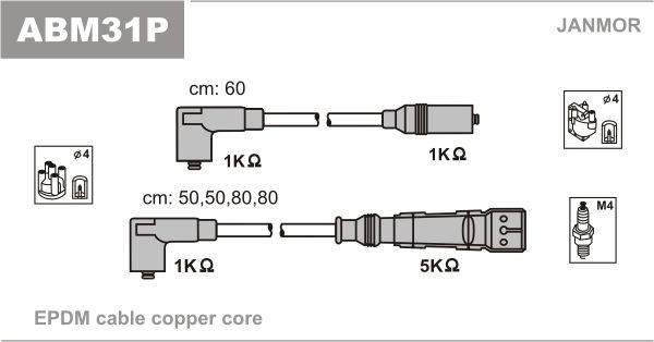 

Комплект проводов зажигания JANMOR ABM31P