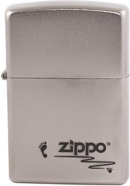 фото Бензиновая зажигалка zippo №205 footprints satin chrome