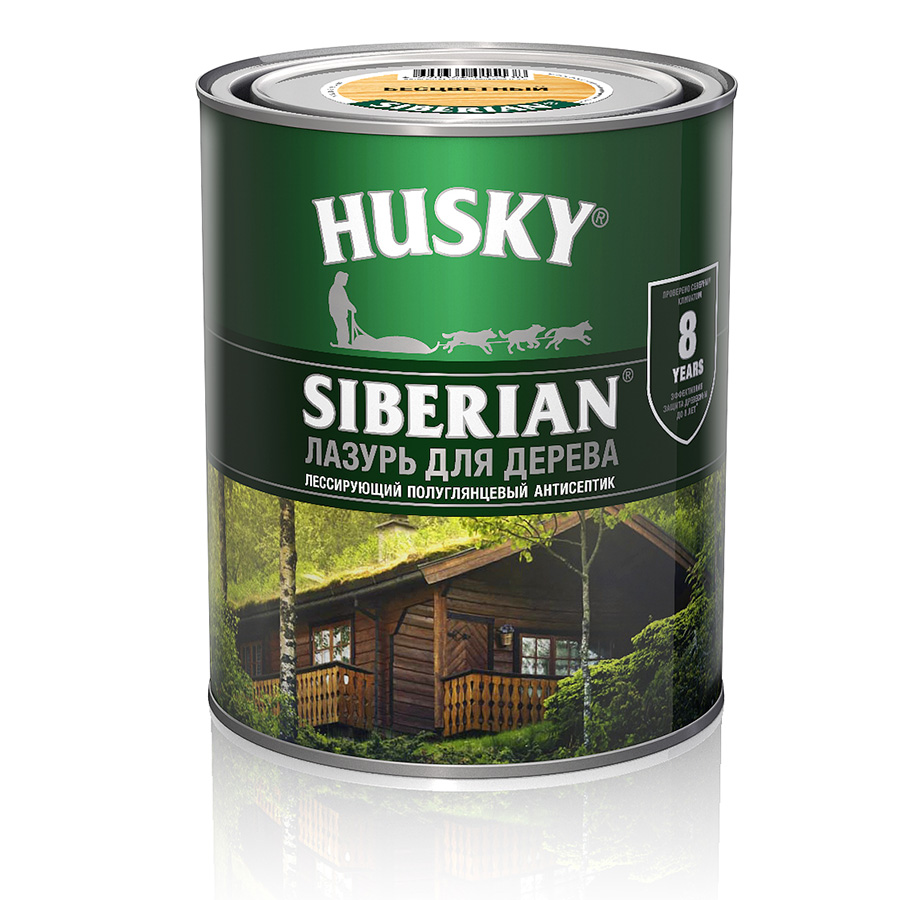 Пропитка для дерева HUSKY SIBERIAN полуглянцевая калужница 0,9л