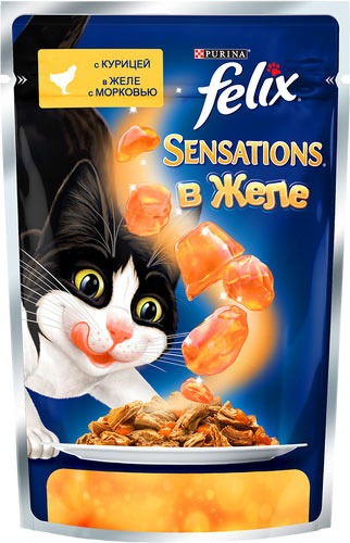 фото Влажный корм для кошек felix sensation, курица с морковью, 85г