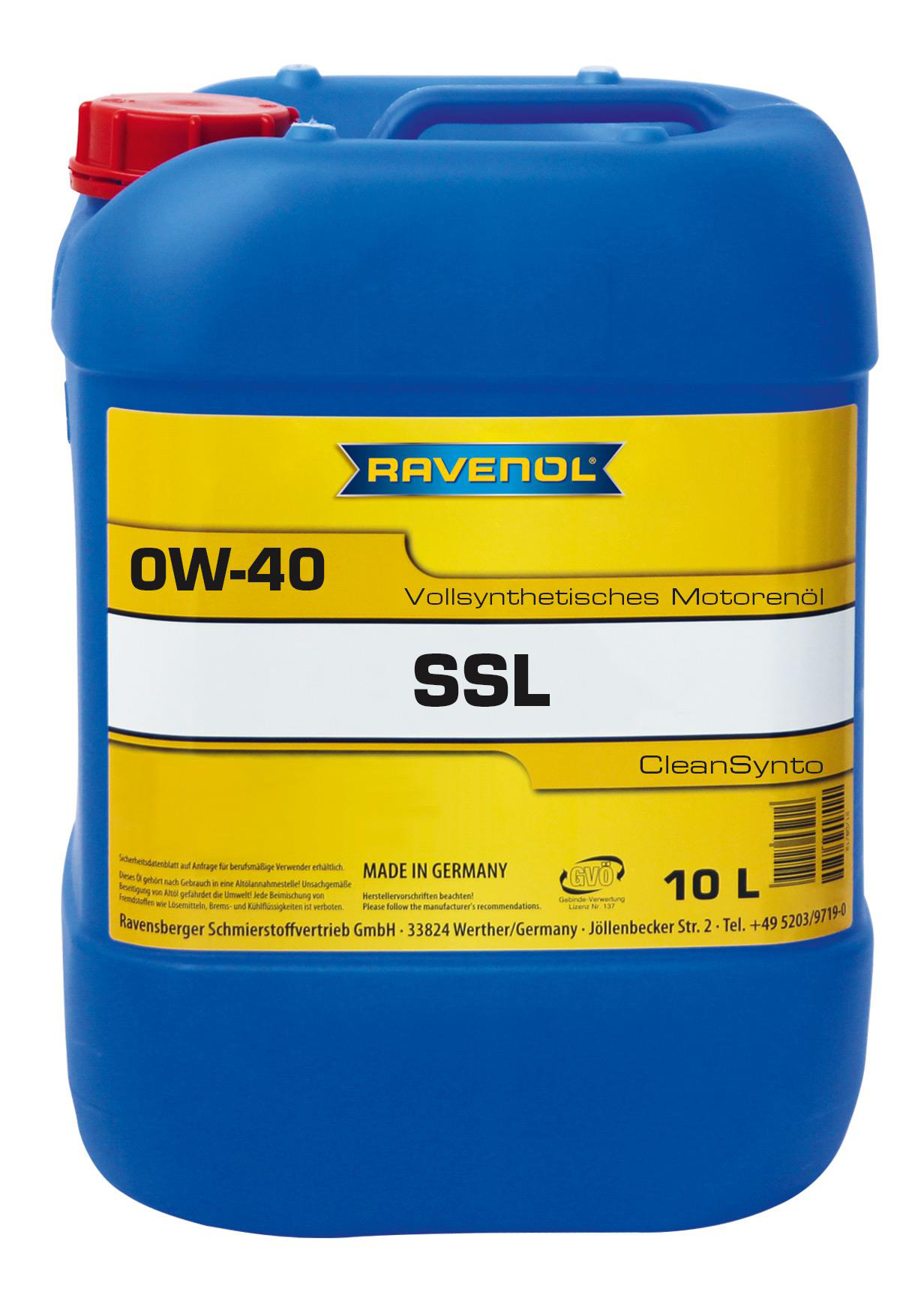 фото Моторное масло ravenol super synthetik oel ssl sae 0w-40 10л