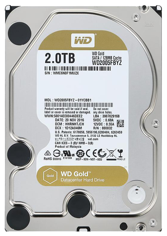 

Жесткий диск WD Gold 2ТБ (WD2005FBYZ), Gold