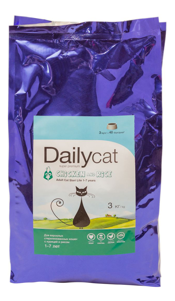 фото Сухой корм для кошек dailycat steri lite, для стерилизованных, курица и рис, 3кг