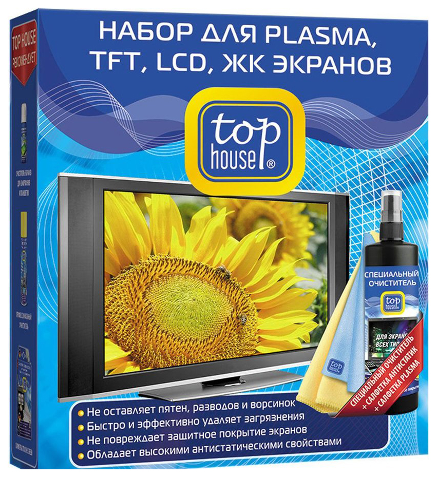 фото Набор для очистки экранов top house 391596 для plasma, tft, lcd, жк 3 предмета