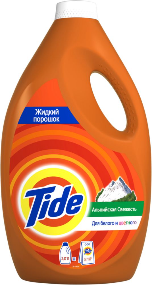 фото Жидкий порошок для стирки белого и цветного белья tide альпийская свежесть автомат 2.4 л