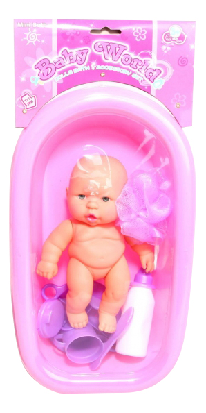 

Пупс в ванночке Baby World с аксессуарами 21 см Shenzhen Toys Д56427, Пупс в ванночке baby world с аксессуарами 21 см Д56427
