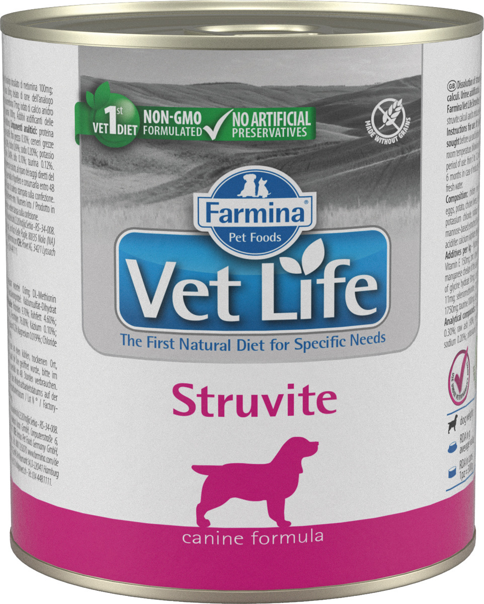 фото Влажный корм для собак farmina vet life struvite, диета при струвитах, курица, 300г