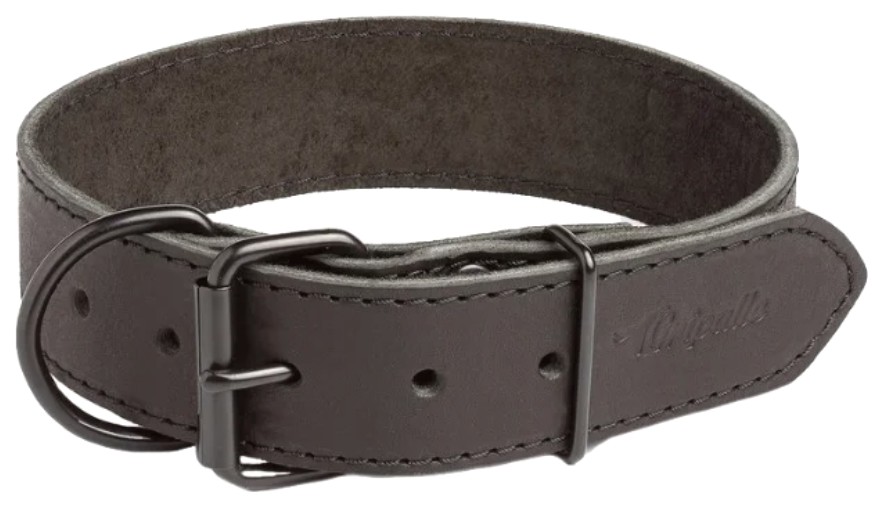 фото Ошейник для собак gripalle дакс, кожаный, стальная фурнитура, черный, 40мм х 50см