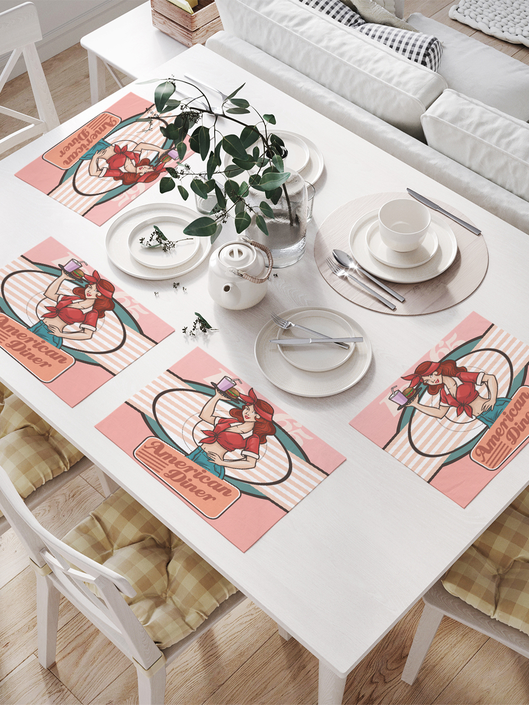 

JoyArty Комплект салфеток для сервировки стола «Американская закусочная» (32х46 см, 4 шт.)