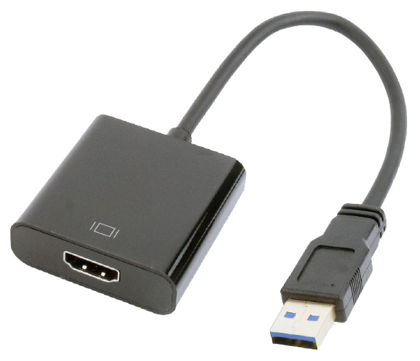 

Адаптер Gembird USB A-HDMI, M-F Black (A-USB3-HDMI-02), Черный, A-USB3-HDMI-02